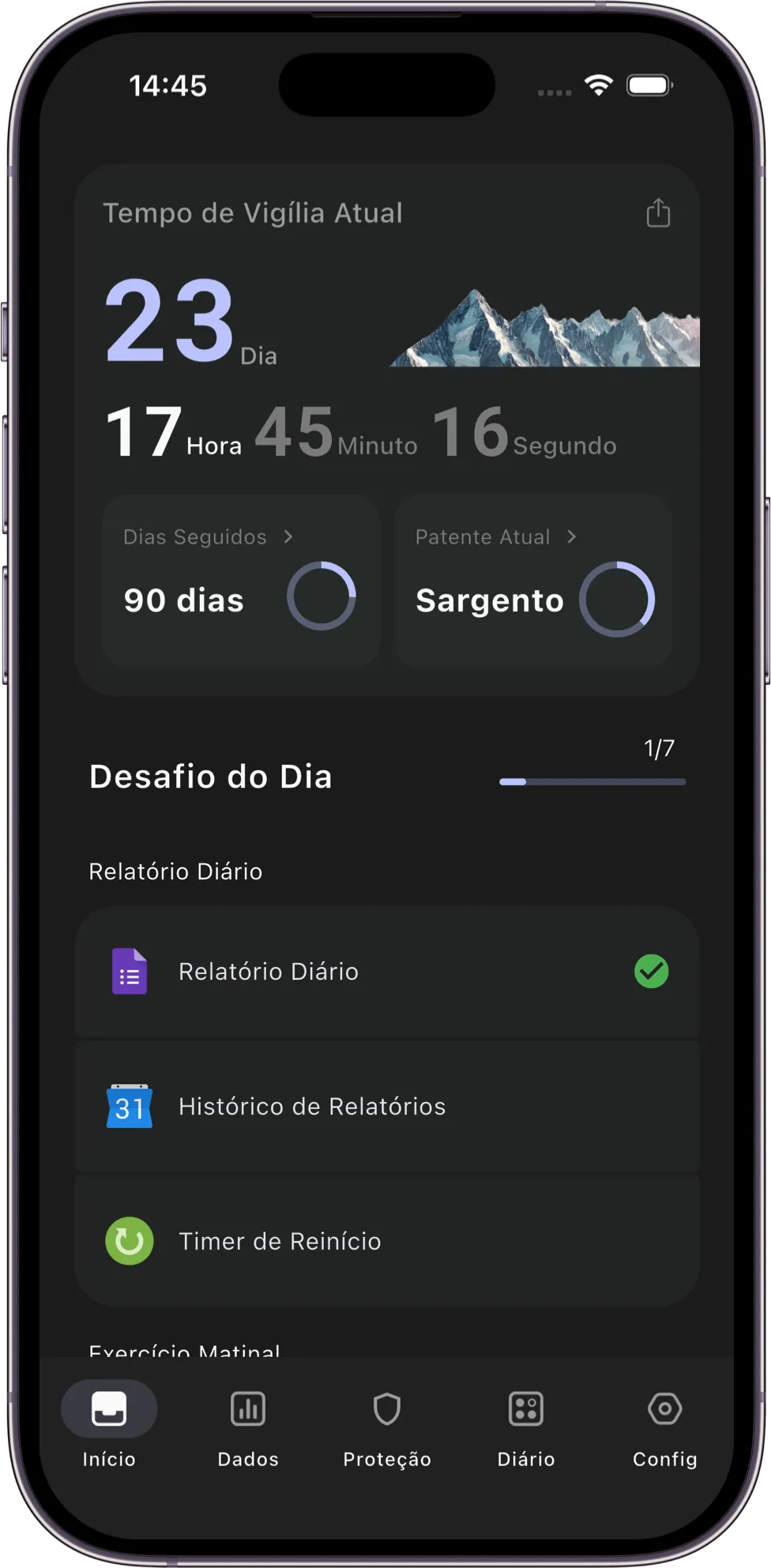 Tela inicial do app Transform